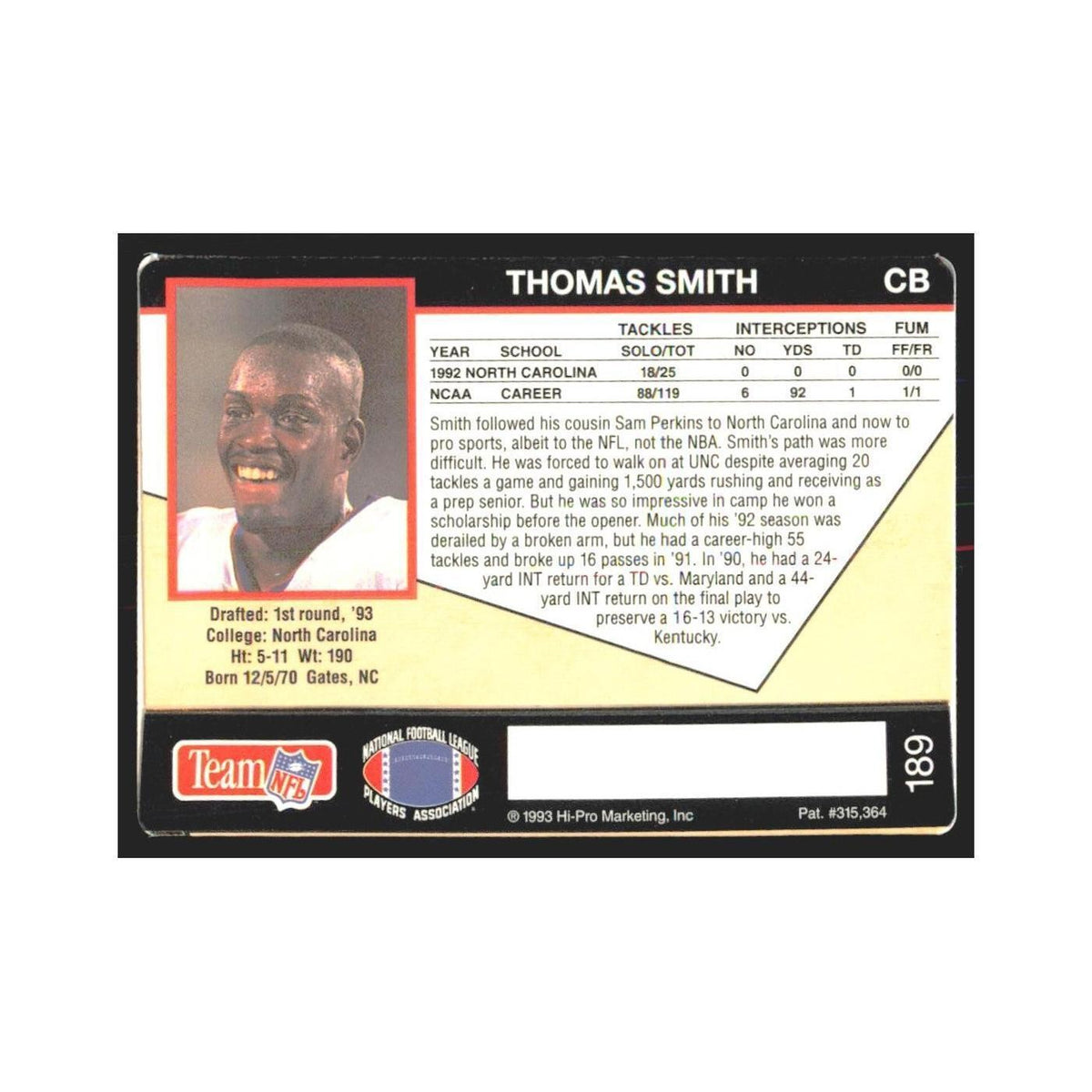 1993 Action Packed Thomas Smith Bills #189