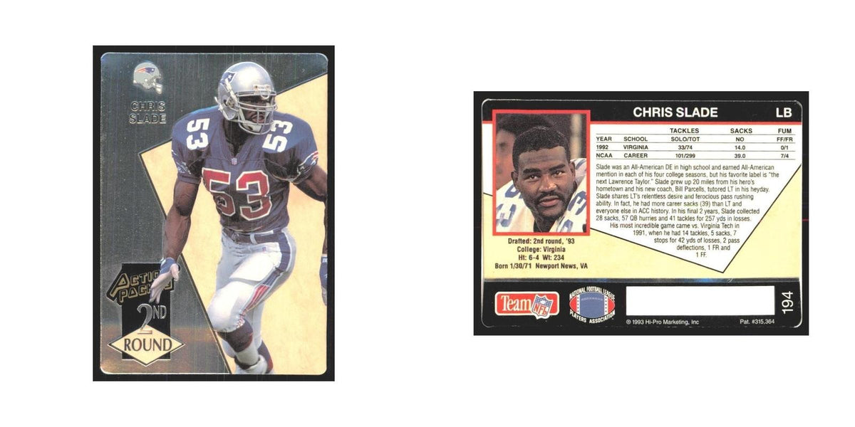 1993 Action Packed Chris Slade Patriots #194