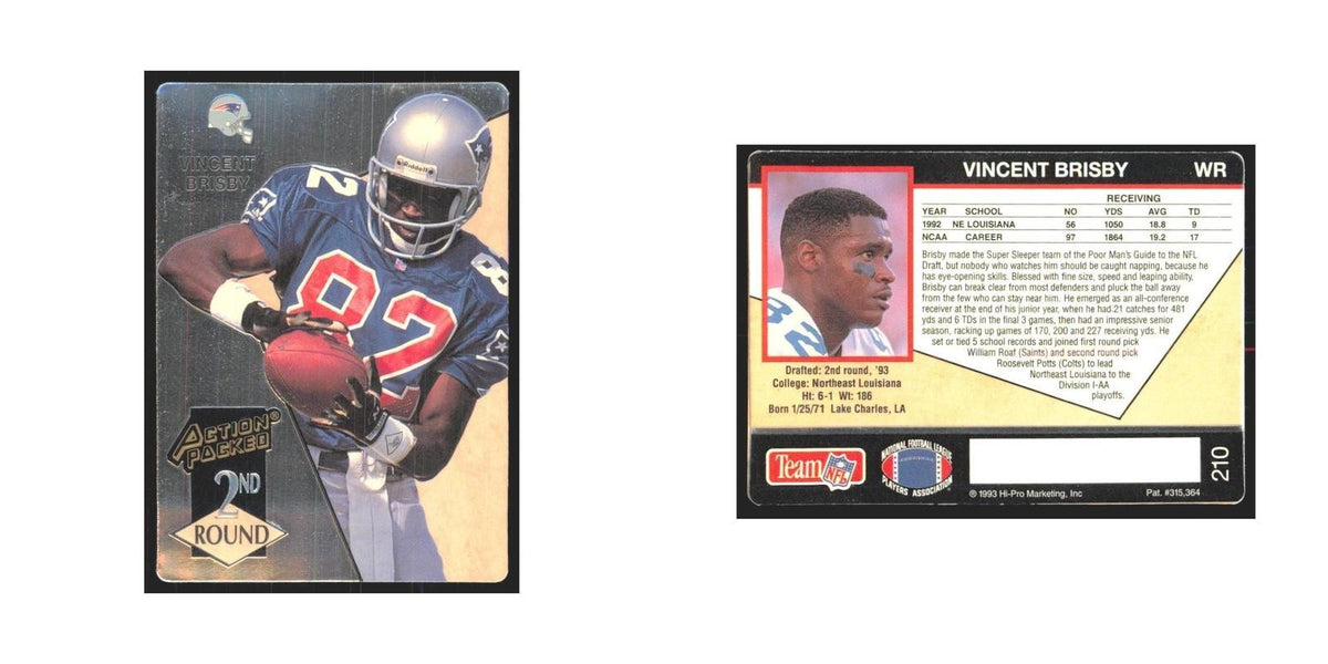 1993 Action Packed Vincent Brisby Patriots #210