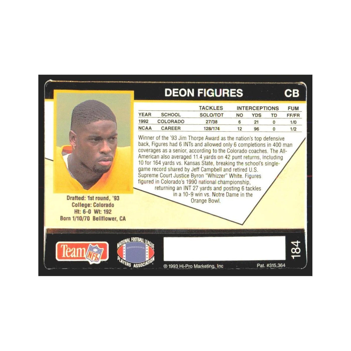 1993 Action Packed Deon Figures Steelers #184