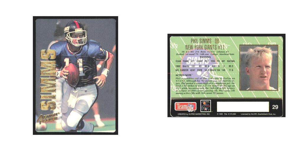 1993 Action Packed Phil Simms Giants #29