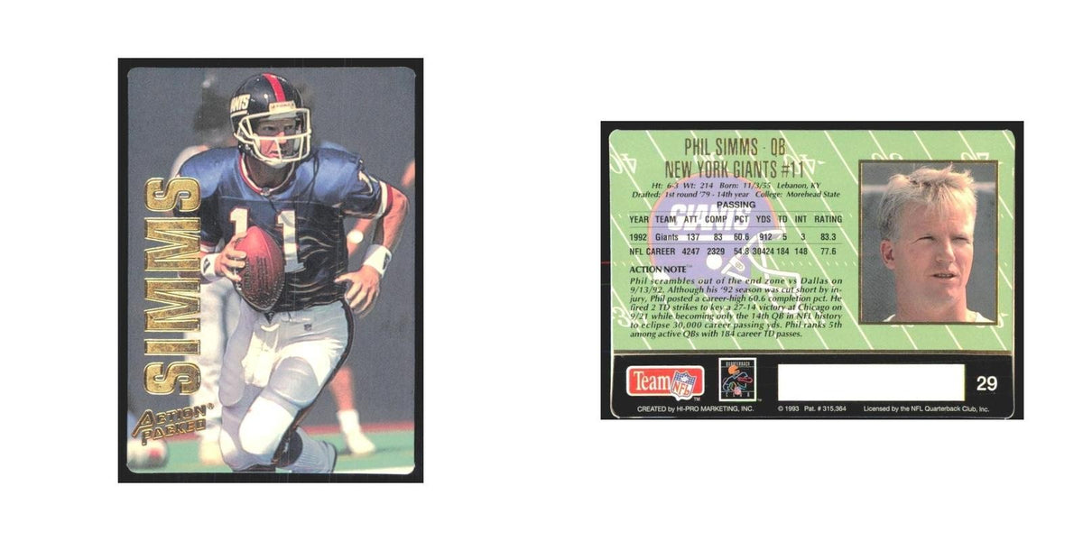 1993 Action Packed Phil Simms Giants #29