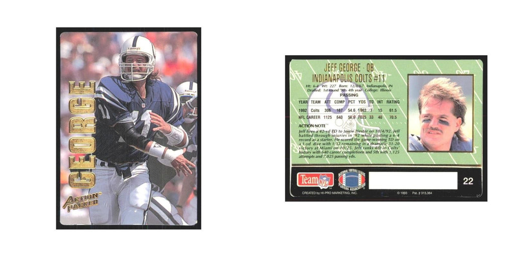 1993 Action Packed Jeff George Colts #22