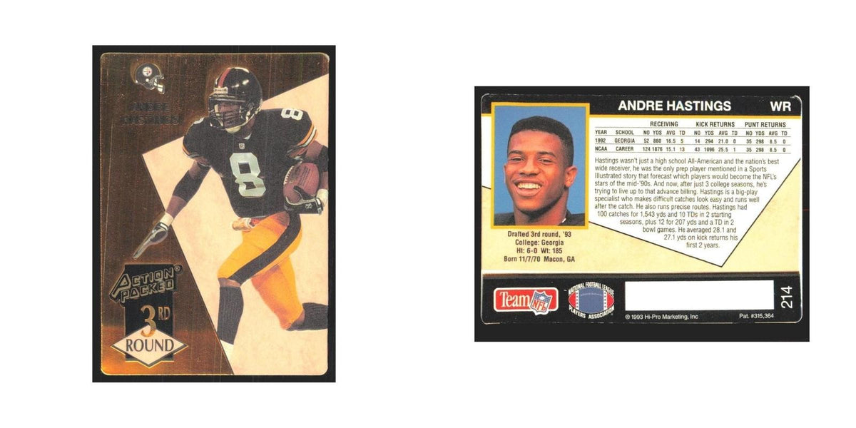 1993 Action Packed Andre Hastings Steelers #214