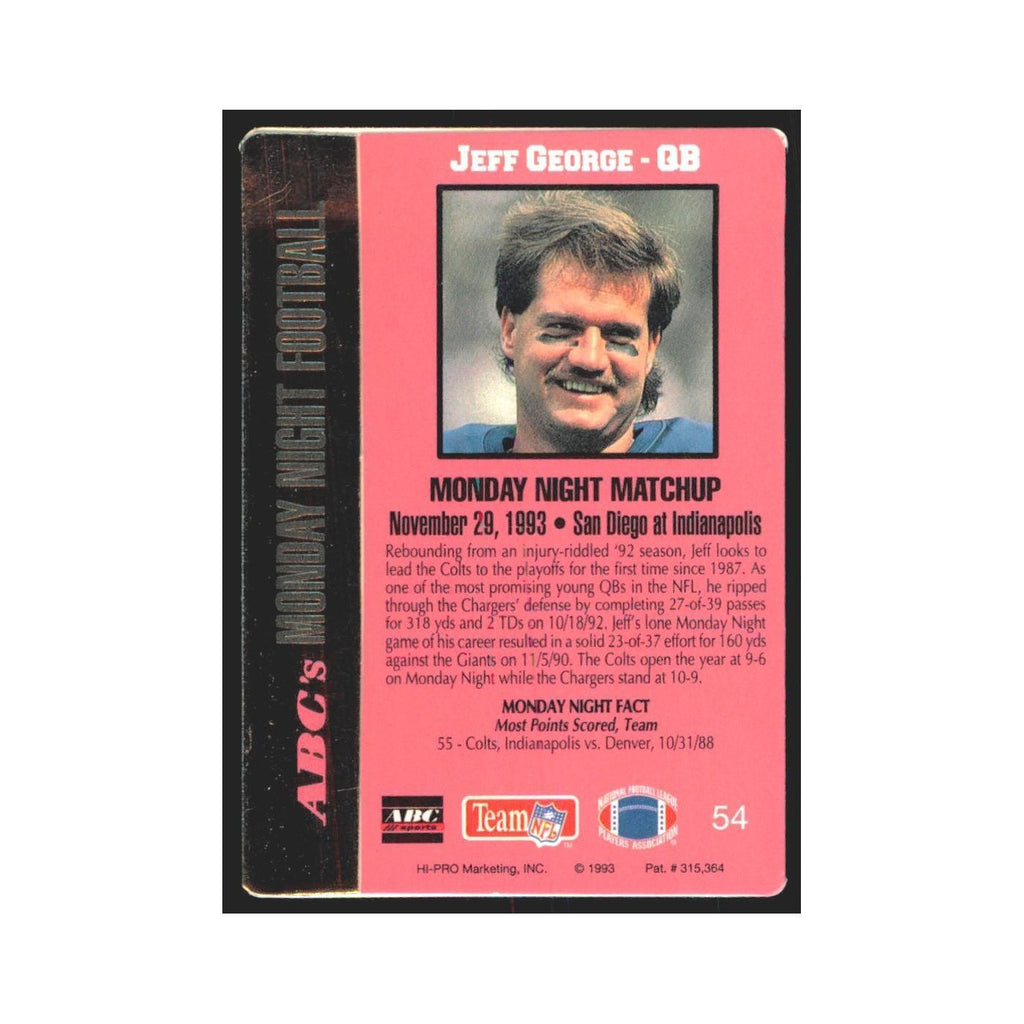1993 Action Packed Jeff George San Diego Chargers #54