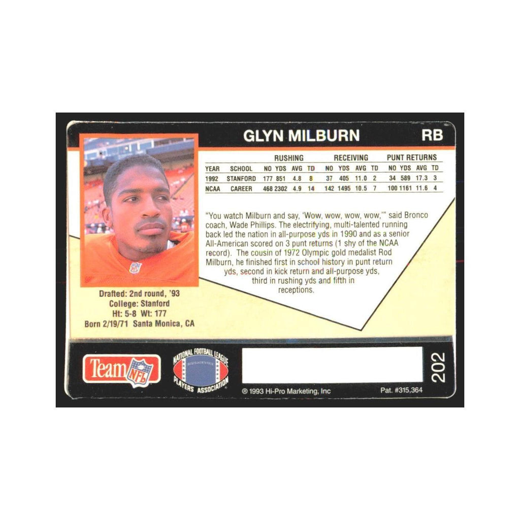 1993 Action Packed Glyn Milburn Broncos #202