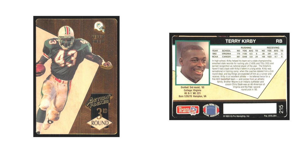 1993 Action Packed Terry Kirby Dolphins #215