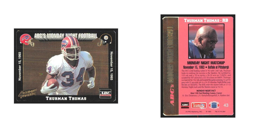1993 Action Packed Thurman Thomas Bills #43