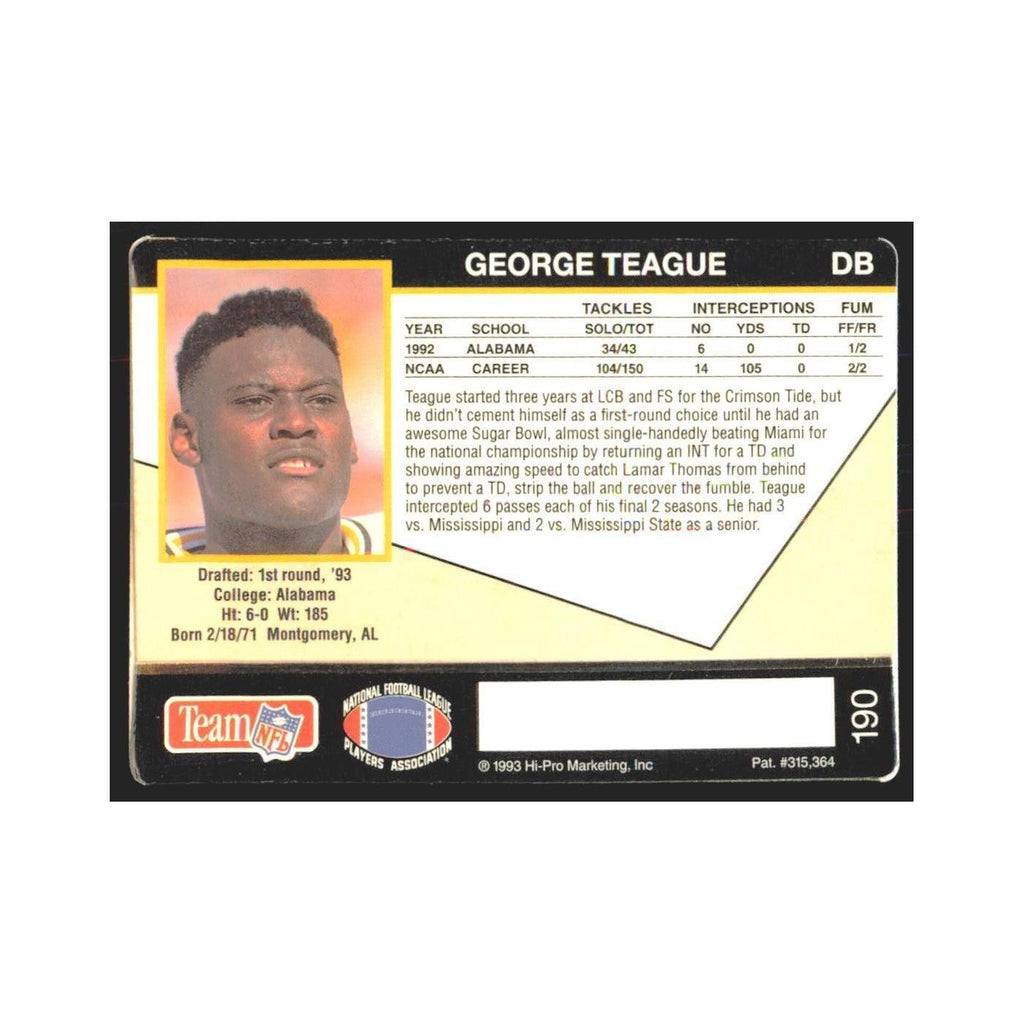 1993 Action Packed George Teague Packers #190