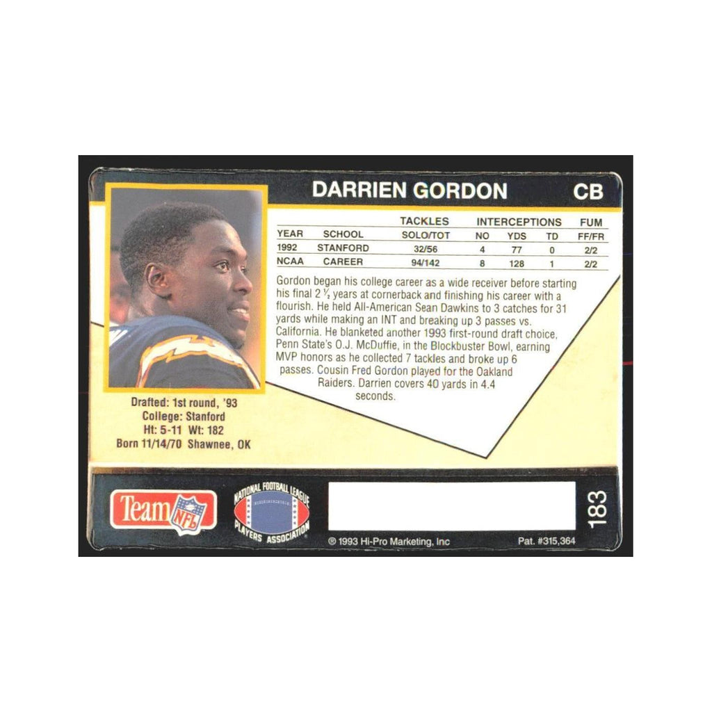 1993 Action Packed Darrien Gordon San Diego Chargers #183