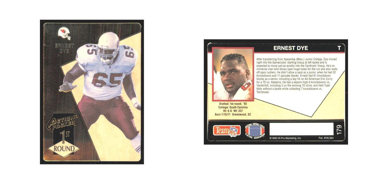 1993 Action Packed Ernest Dye Phoenix Cardinals #179