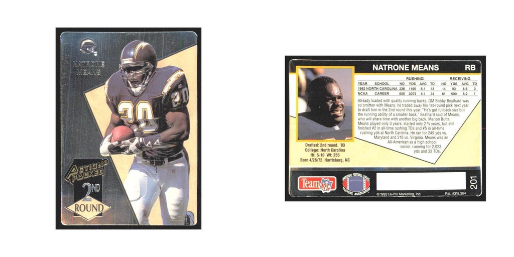 1993 Action Packed Natrone Means San Diego Chargers #201