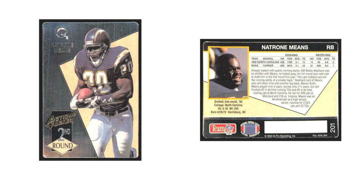 1993 Action Packed Natrone Means San Diego Chargers #201