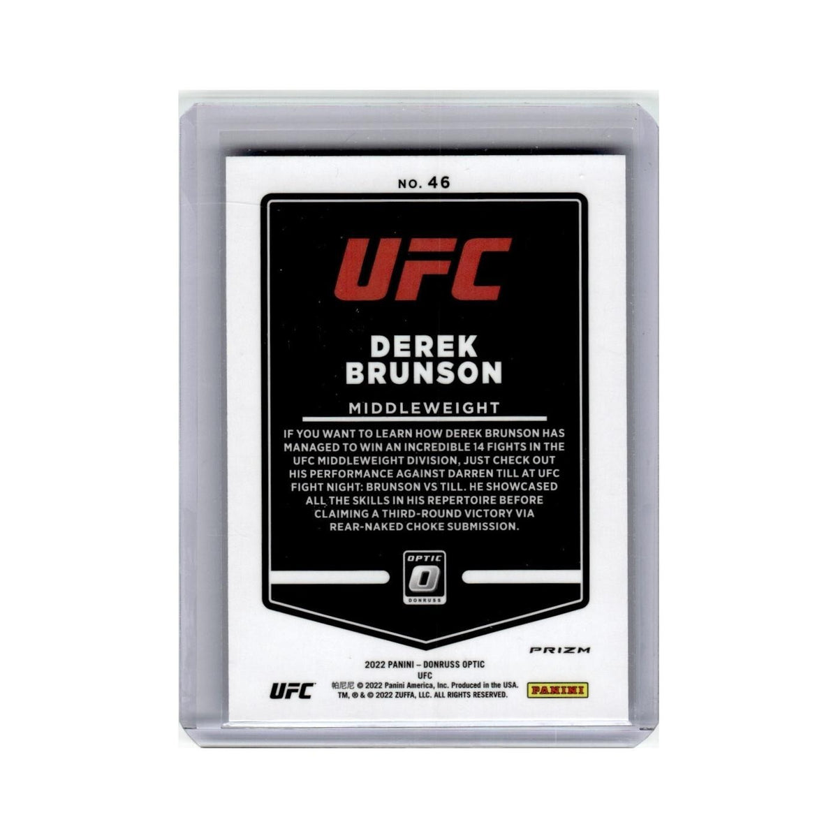Derek Brunson 2022 Donruss Optic UFC Blue Velocity #46 Baseball Card NM
