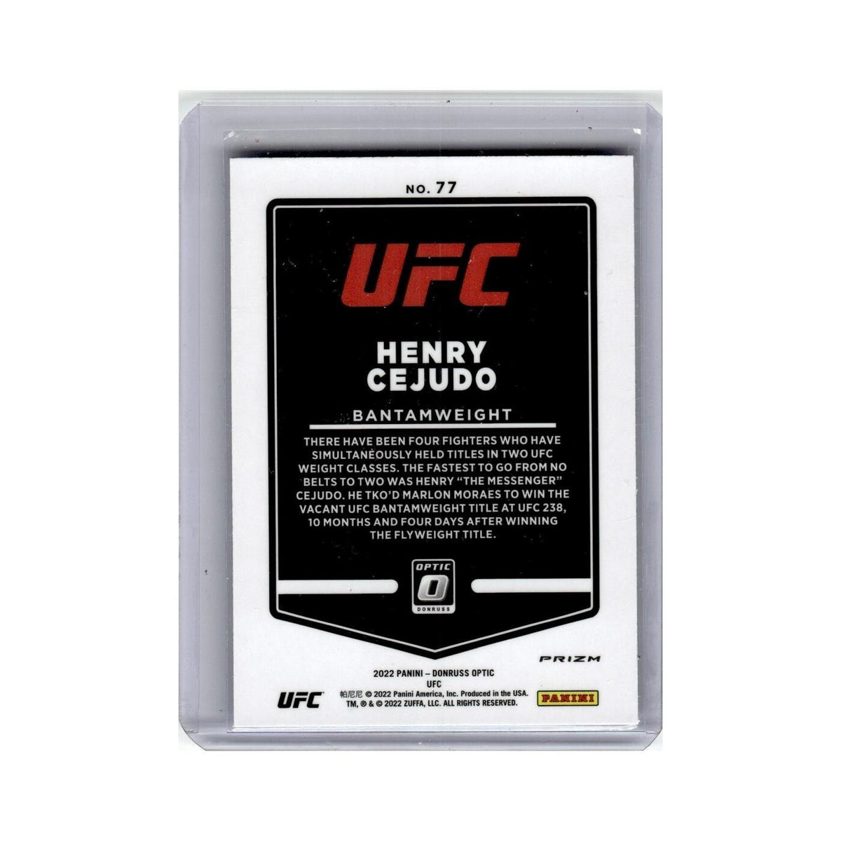 Henry Cejudo 2022 Donruss Optic UFC Blue Velocity #77 Baseball Card NM