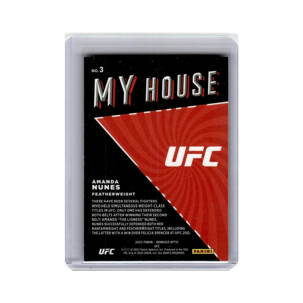 Amanda Nunes 2022 Donruss Optic UFC #3 Baseball Card NM