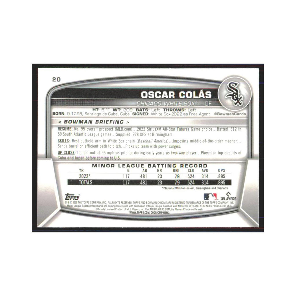 2023 Bowman Chrome Oscar Colas RC White Sox #20