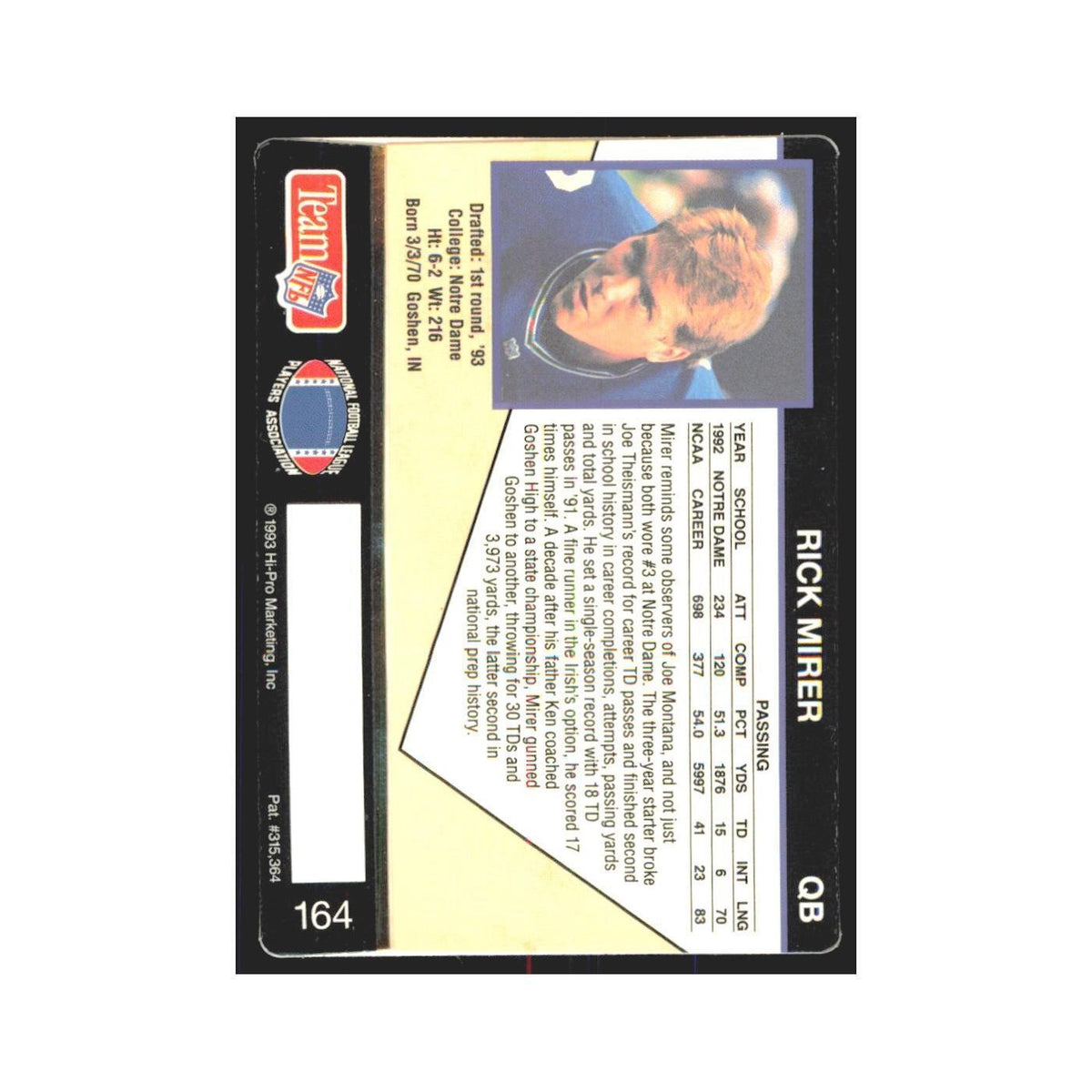 1993 Action Packed Rick Mirer Seahawks #164