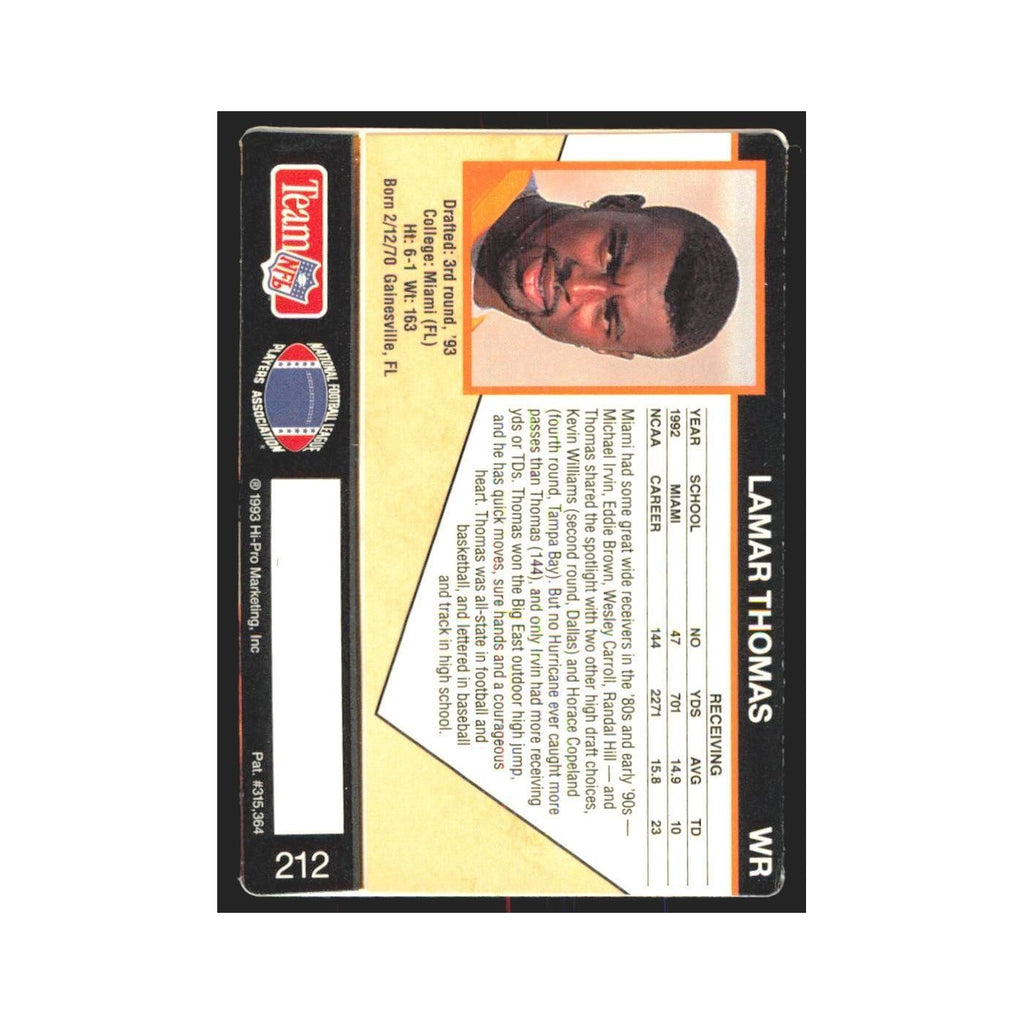 1993 Action Packed Lamar Thomas Buccaneers #212