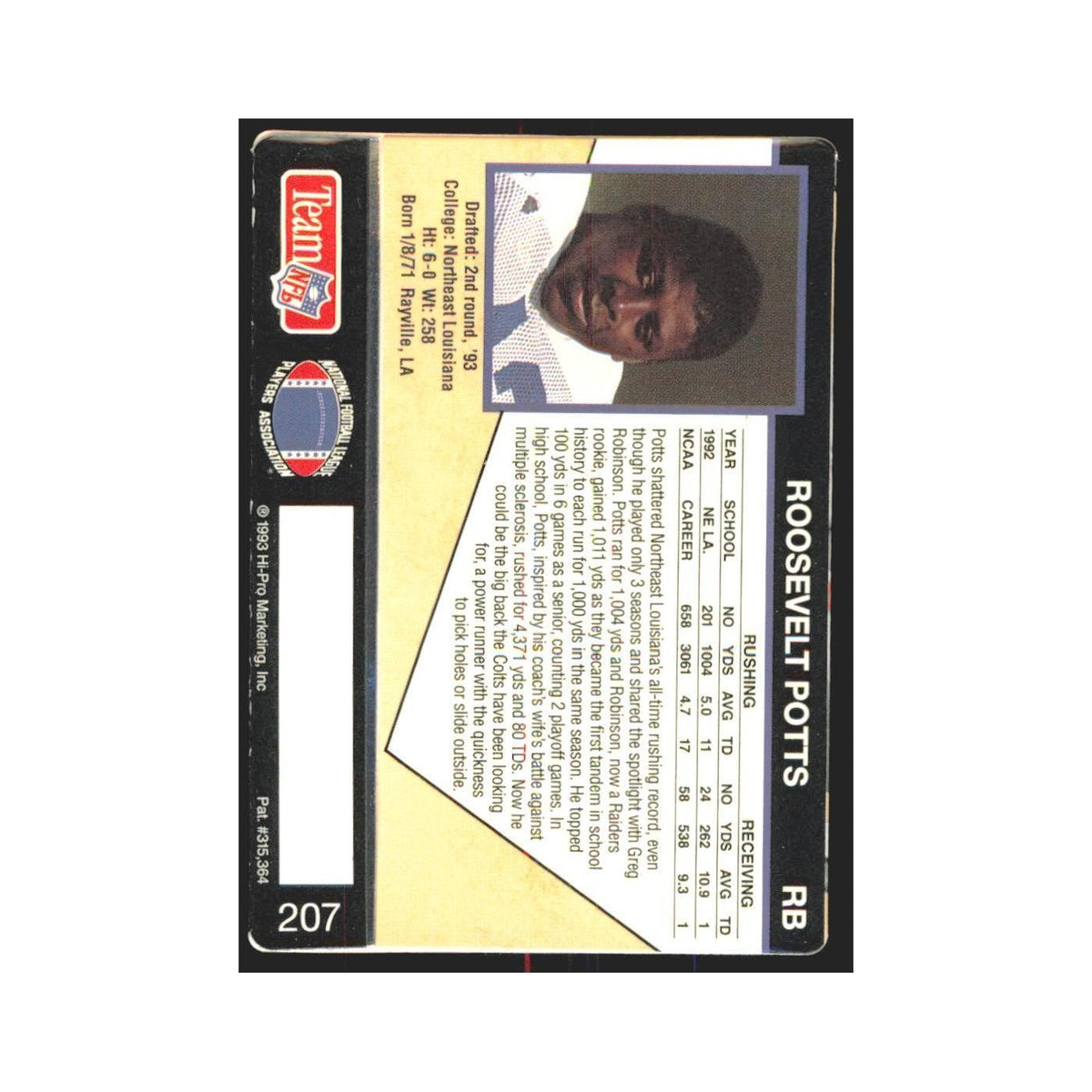 1993 Action Packed Roosevelt Potts Colts #207