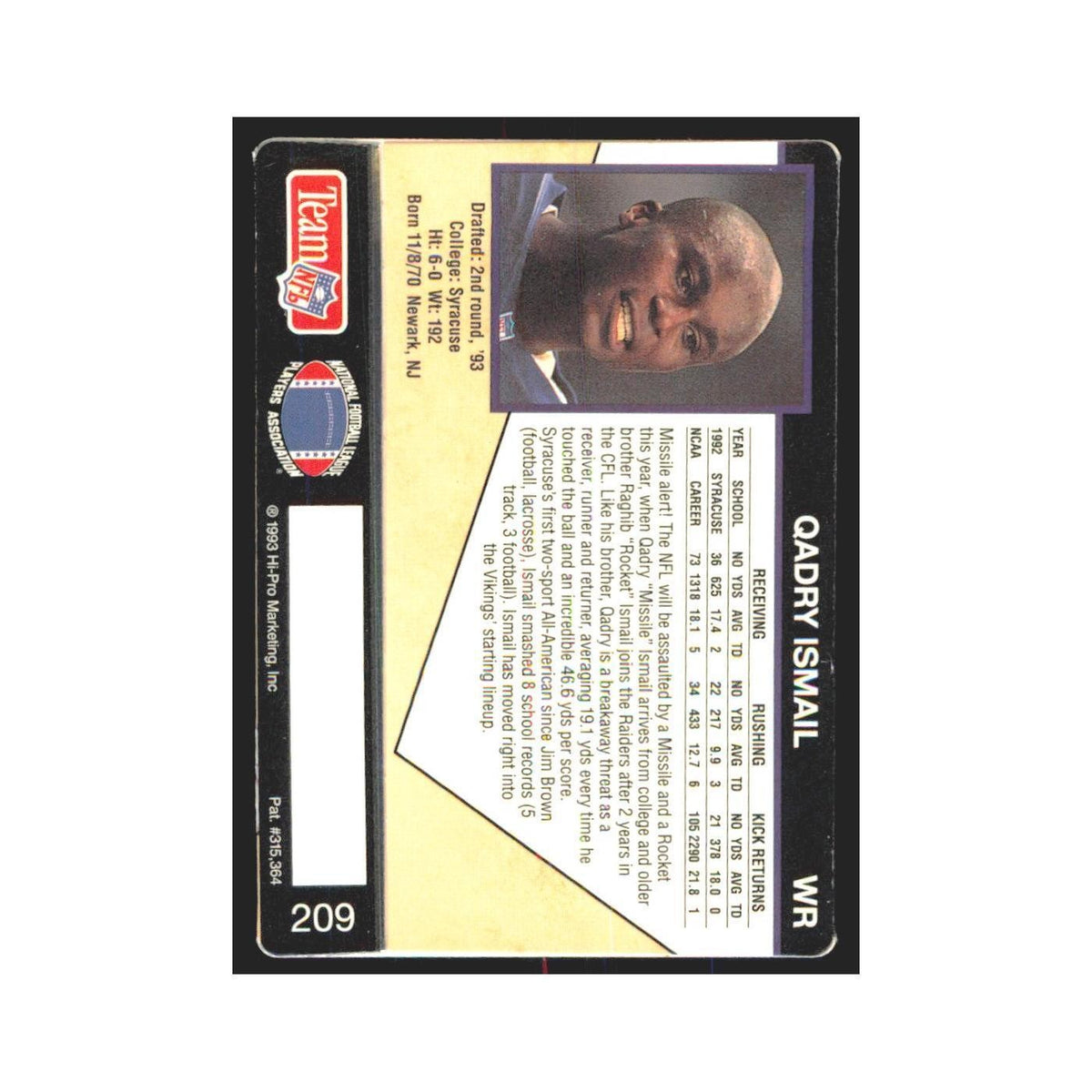 1993 Action Packed Qadry Ismail Vikings #209