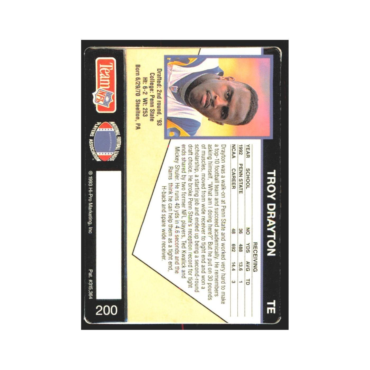 1993 Action Packed Troy Drayton Rams #200