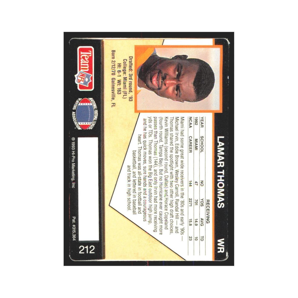 1993 Action Packed Lamar Thomas Buccaneers #212