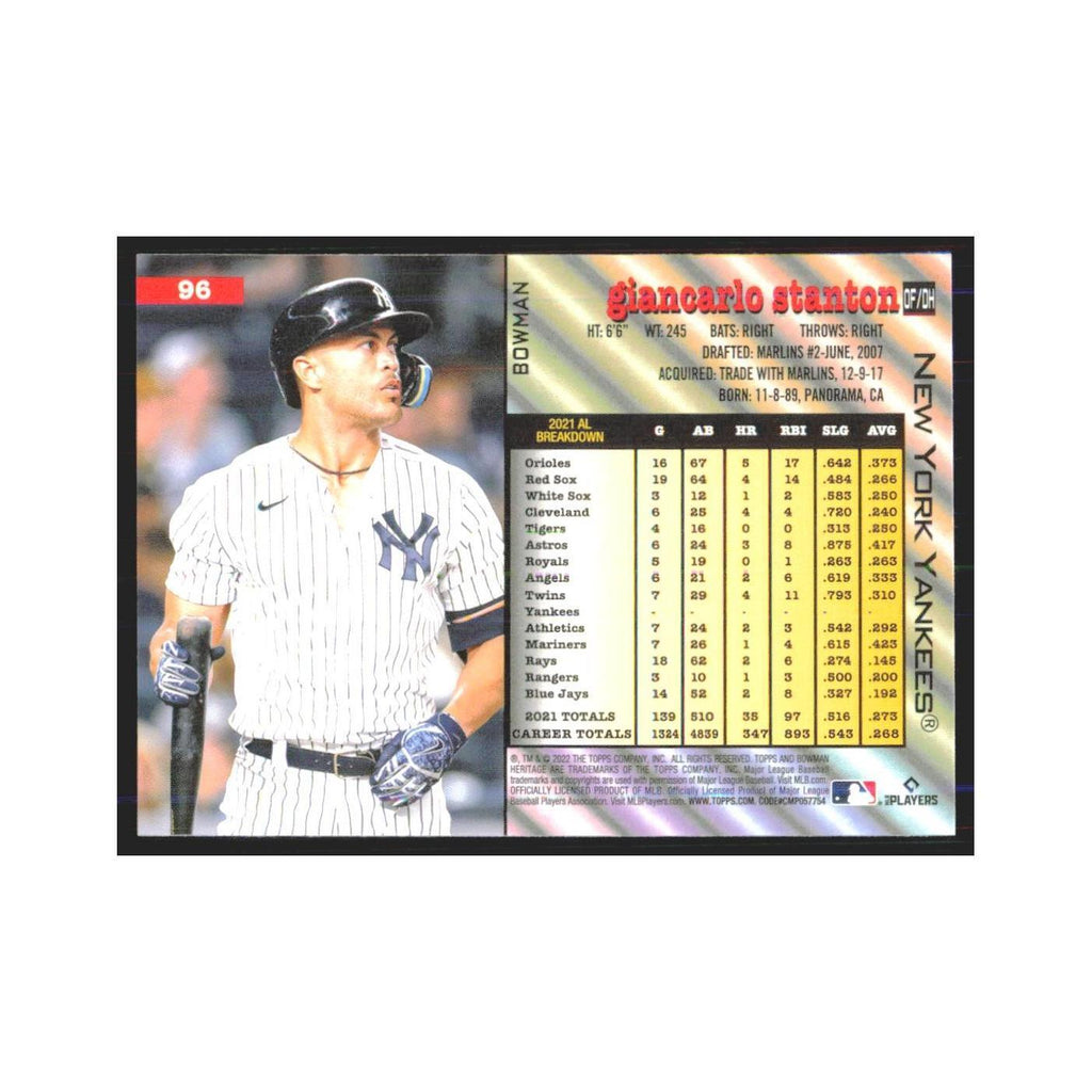2022 Bowman Heritage Giancarlo Stanton Yankees #96