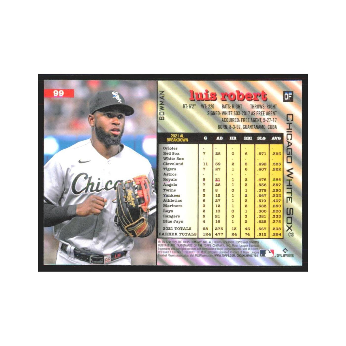 2022 Bowman Heritage Luis Robert White Sox #99