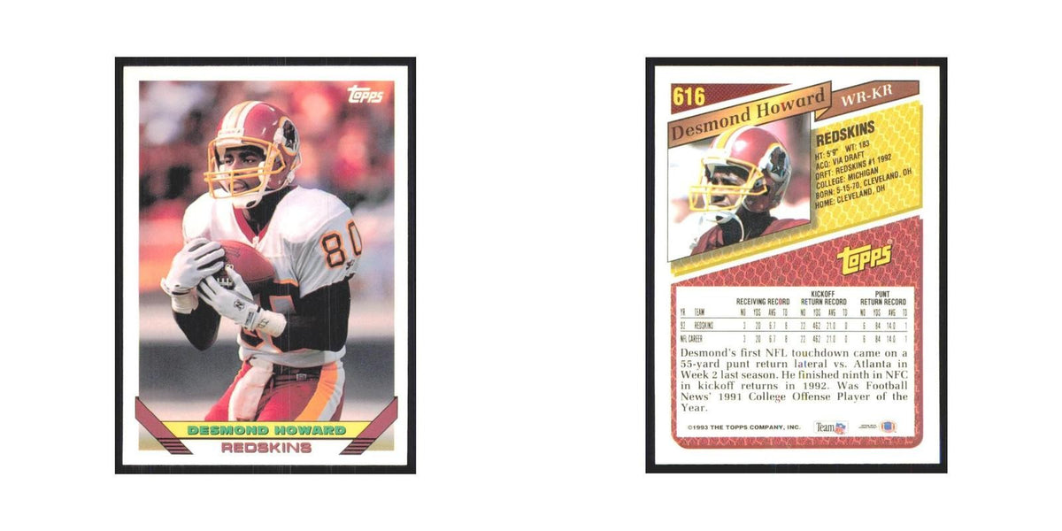 1993 Topps Desmond Howard Redskins #616