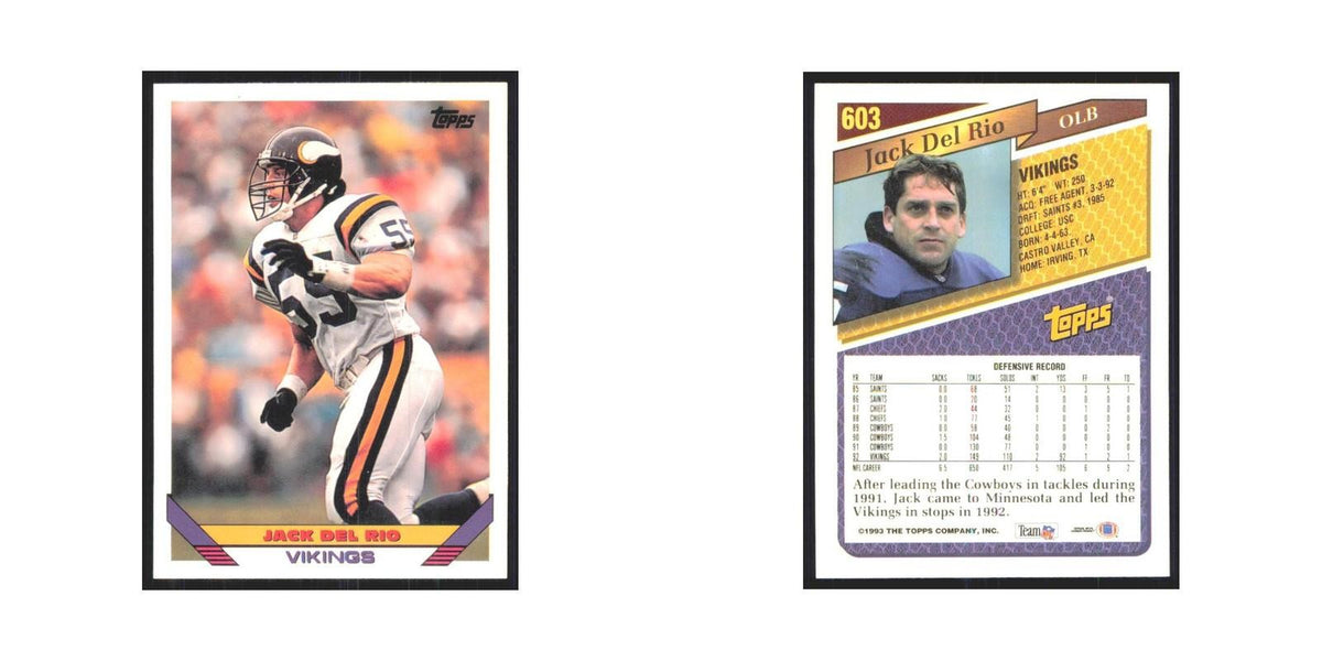 1993 Topps Jack Del Rio Vikings #603