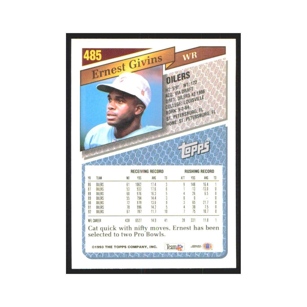 1993 Topps Ernest Givins Houston Oilers #485