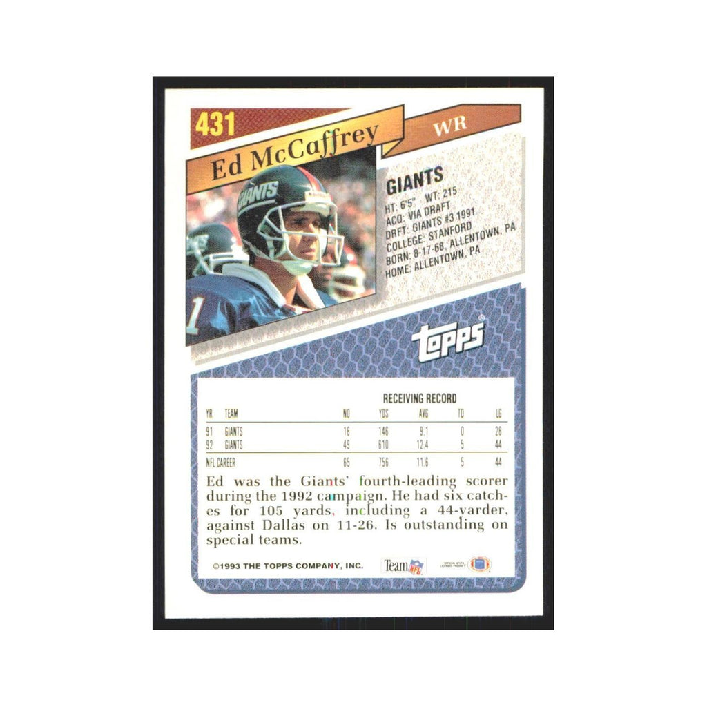 1993 Topps Ed McCaffrey Giants #431
