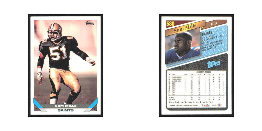 1993 Topps Sam Mills Saints #580