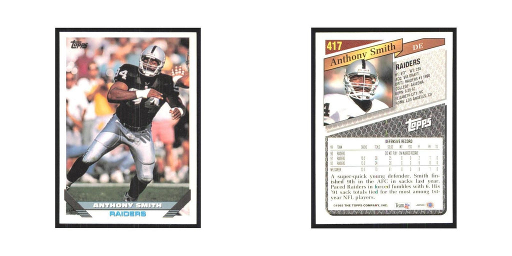 1993 Topps Anthony Smith Los Angeles Raiders #417