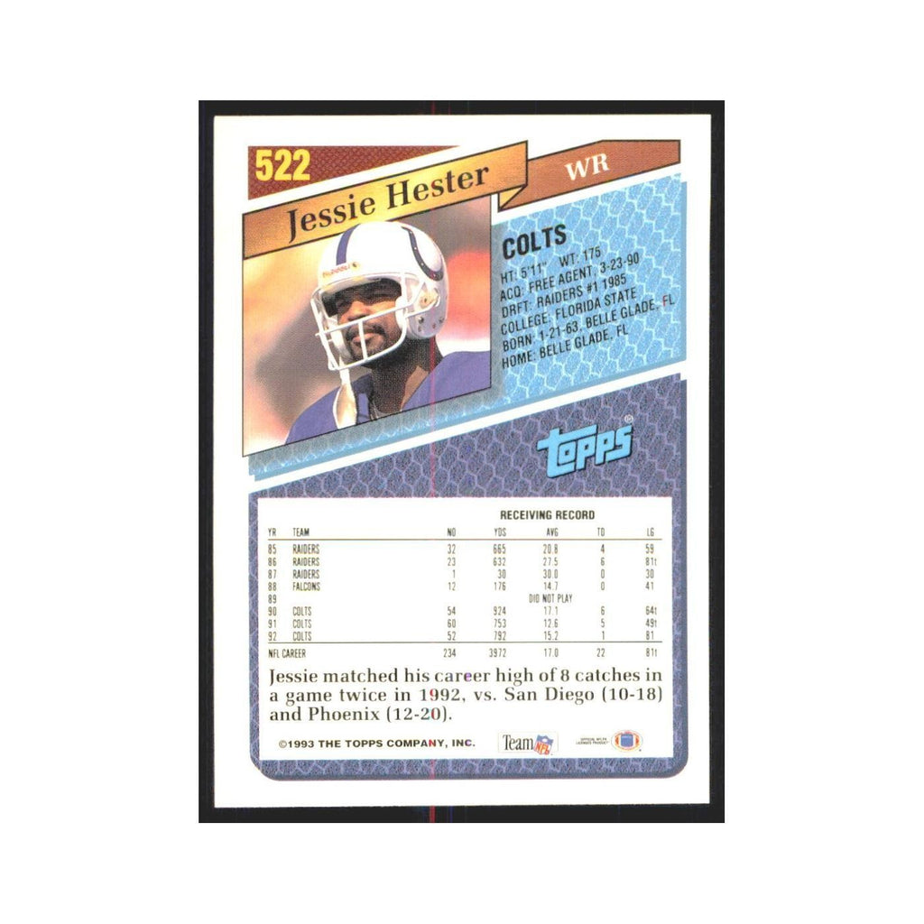 1993 Topps Jessie Hester Colts #522