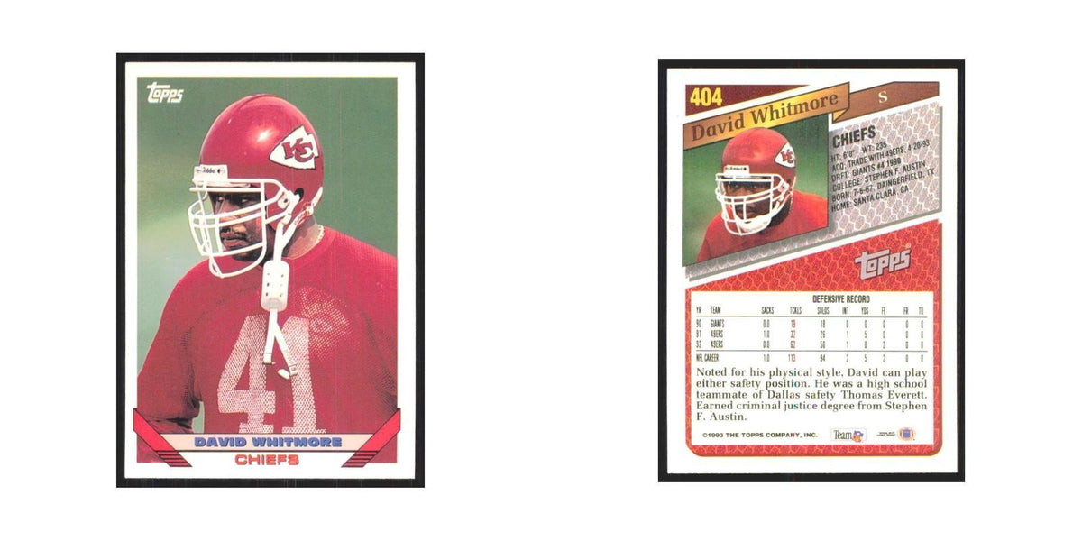 1993 Topps David Whitmore Chiefs #404
