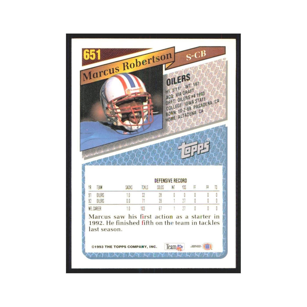 1993 Topps Marcus Robertson RC Houston Oilers #651