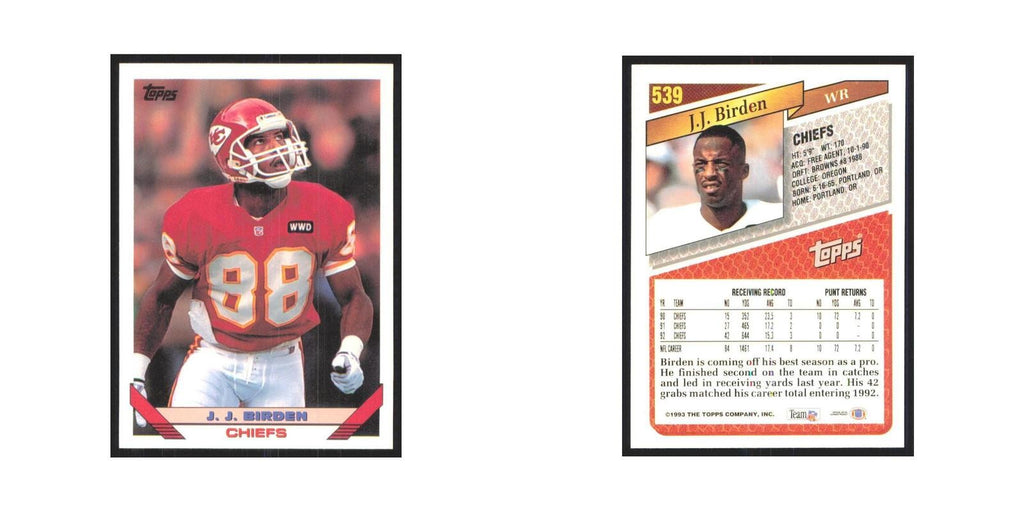 1993 Topps J.J. Birden Chiefs #539