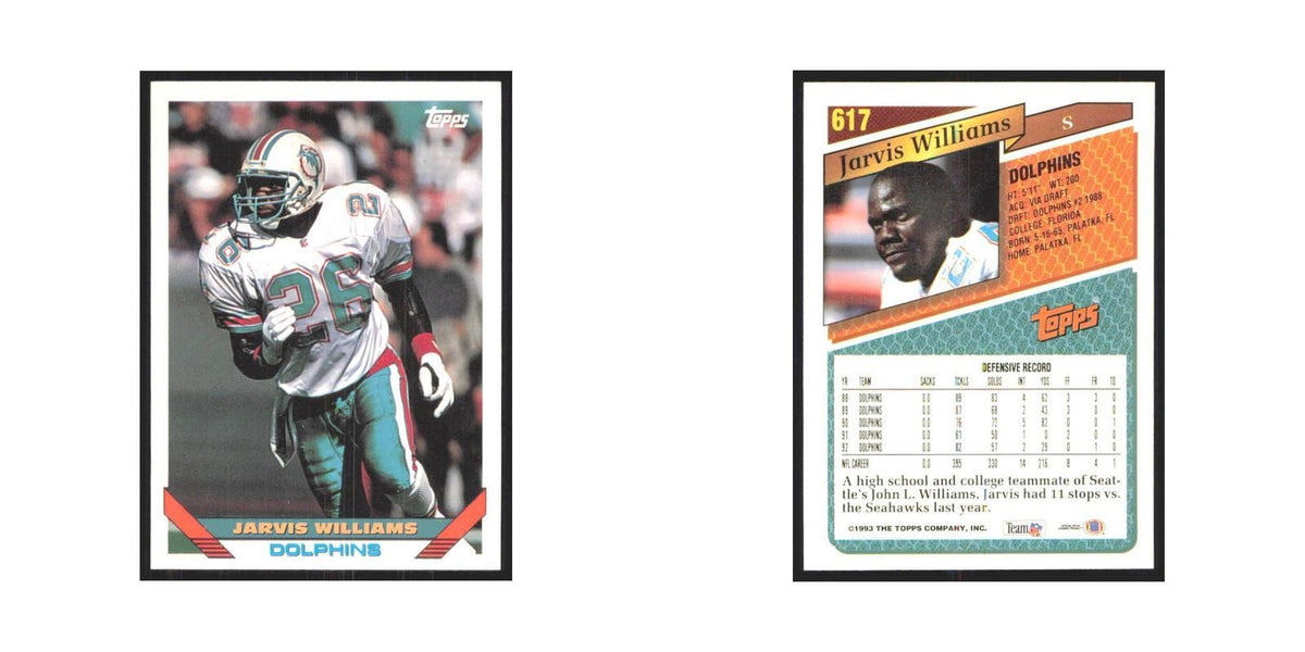 1993 Topps Jarvis Williams Dolphins #617