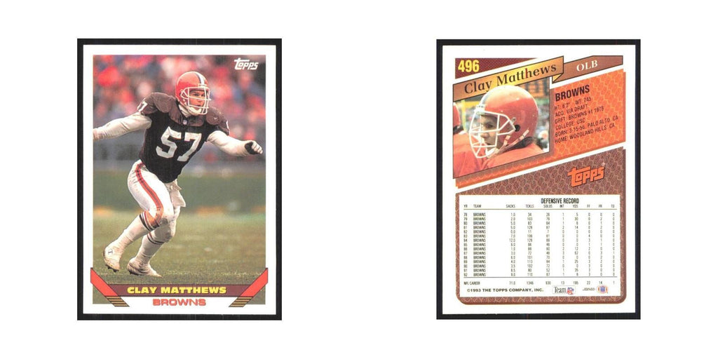 1993 Topps Clay Matthews Browns #496