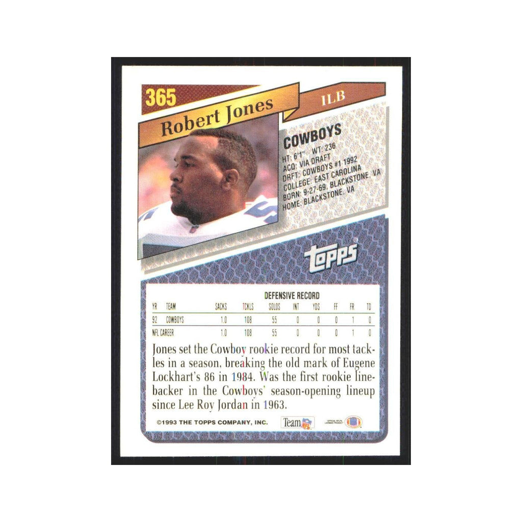 1993 Topps Robert Jones Cowboys #365