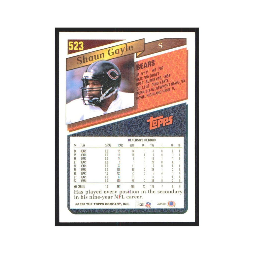 1993 Topps Shaun Gayle Bears #523