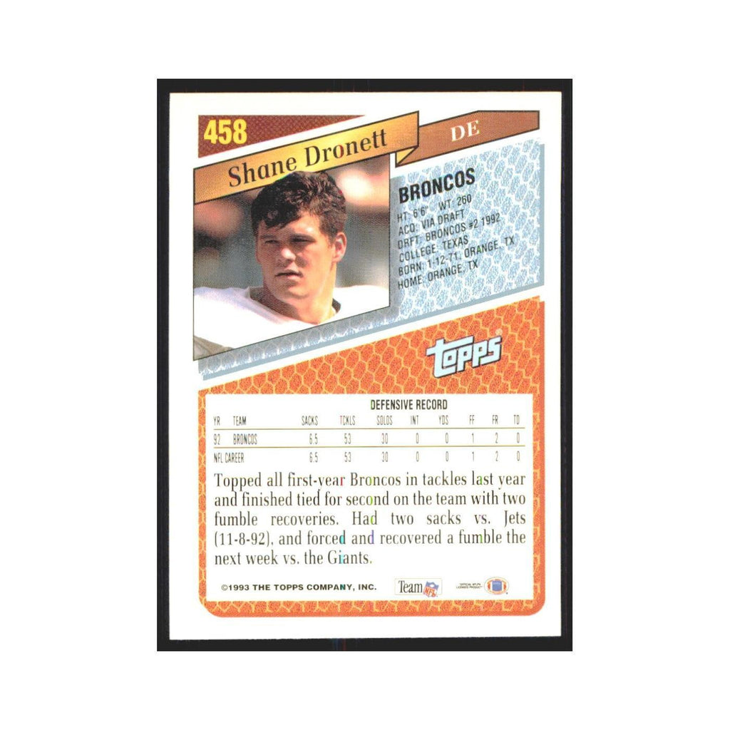 1993 Topps Shane Dronett Broncos #458