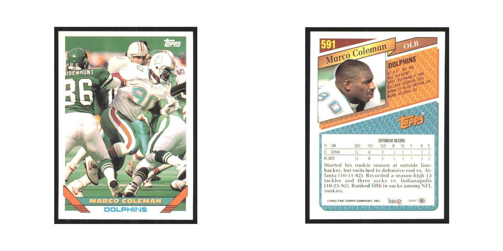 1993 Topps Marco Coleman Dolphins #591