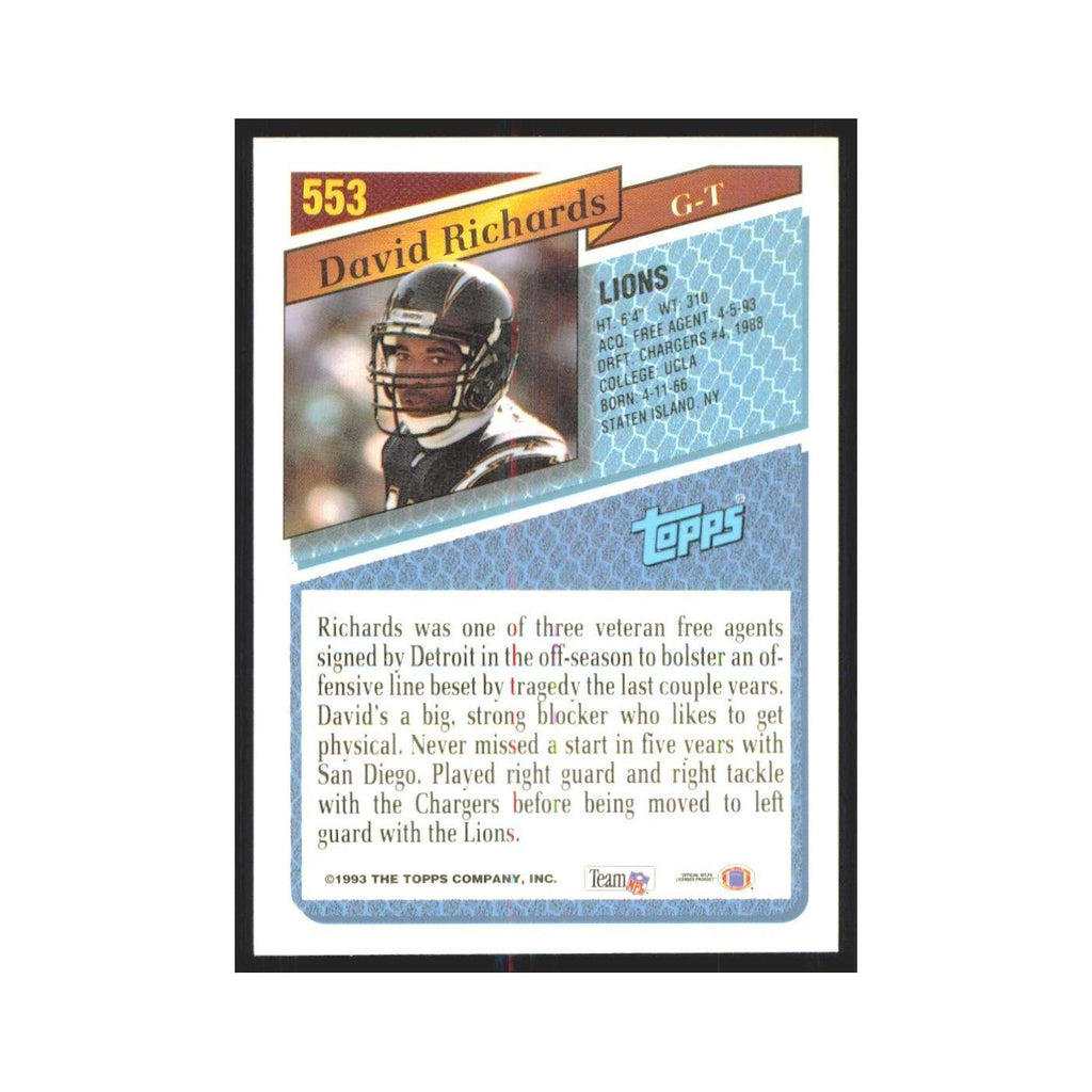 1993 Topps David Richards Lions #553