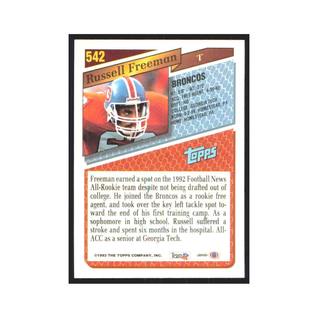 1993 Topps Russell Freeman RC Broncos #542
