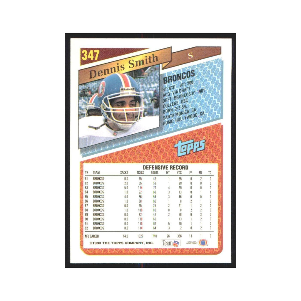 1993 Topps Dennis Smith Broncos #347