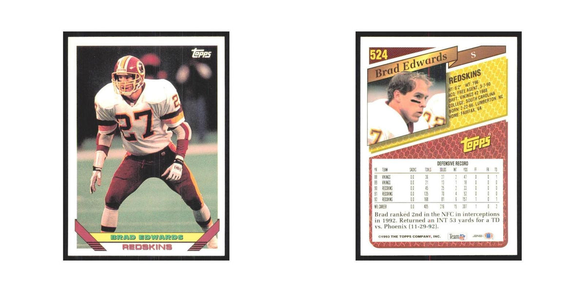 1993 Topps Brad Edwards Redskins #524