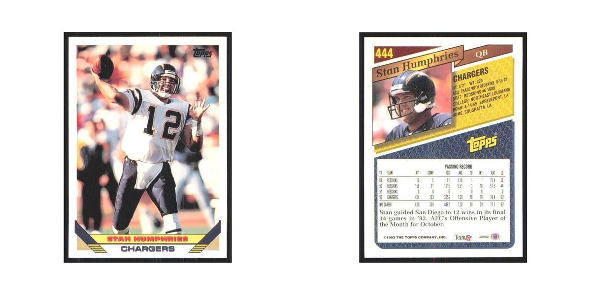 1993 Topps Stan Humphries San Diego Chargers #444